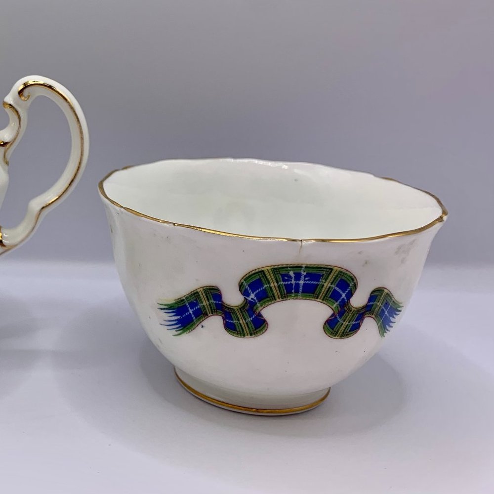 1960s Adderley Bone China Mini Creamer & Open Sugar Bowl Set- Nova Scotia Tartan - Picture 3 of 6